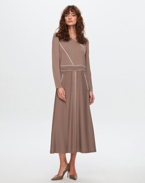 T24Y-4021 Bel Kısmı Bekletme Detaylı Elbise 002-MİNK 