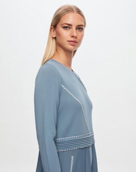 T24Y-4021 Bel Kısmı Bekletme Detaylı Elbise 1236-BLUE - 2