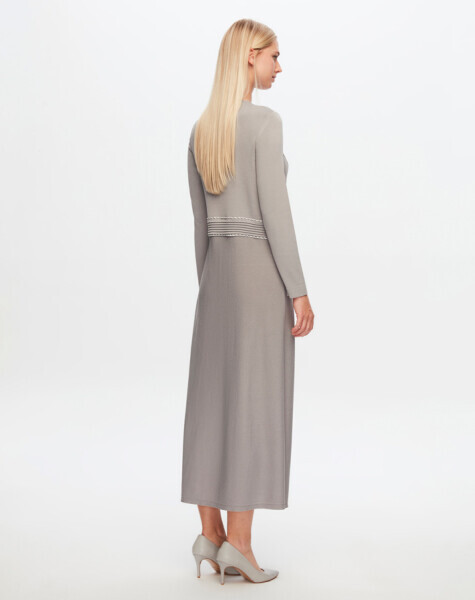 T24Y-4021 Bel Kısmı Bekletme Detaylı Elbise 1381-DARK GREY - 2