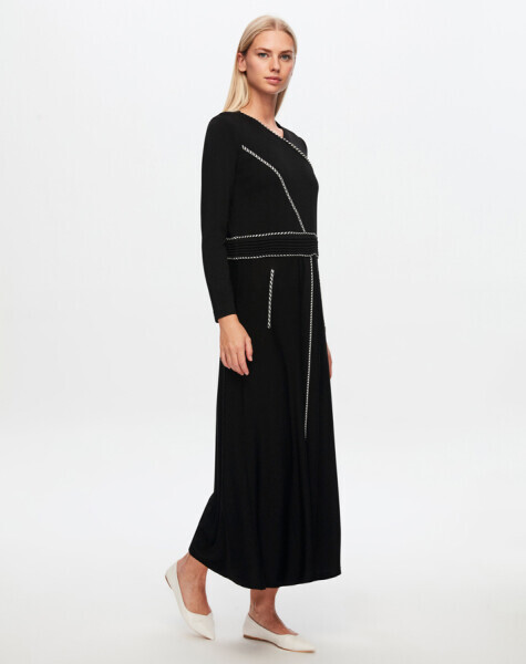 T24Y-4021 Bel Kısmı Bekletme Detaylı Elbise BLACK - 1