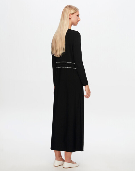 T24Y-4021 Bel Kısmı Bekletme Detaylı Elbise BLACK - 2