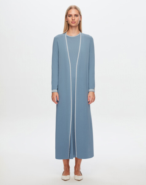 T24Y-4025 Knitwear Dress with Collar and Wrist Pattern - 6
