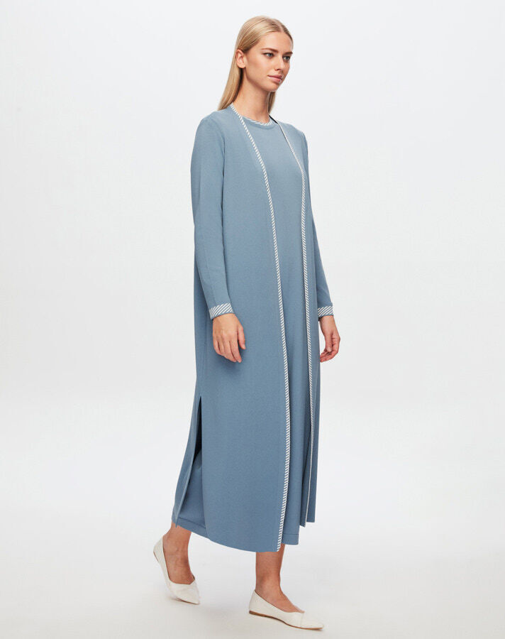 T24Y-4025 Knitwear Dress with Collar and Wrist Pattern - 5
