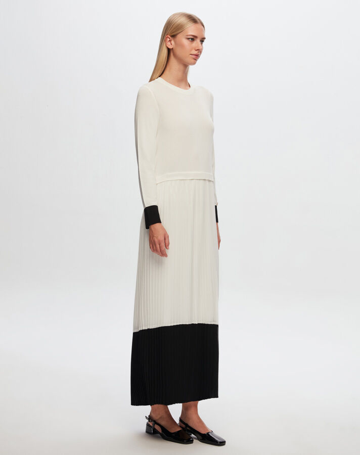 T24Y-4026 Two Color Chiffon -Knitwear Dress - 9