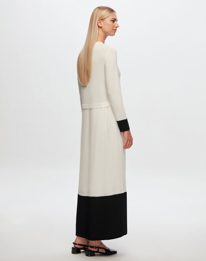 T24Y-4026 Two Color Chiffon -Knitwear Dress - 10