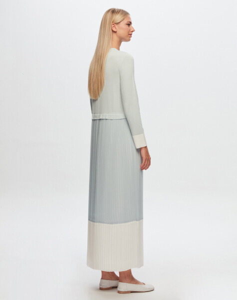 T24Y-4026 Two Color Chiffon -Knitwear Dress - 7
