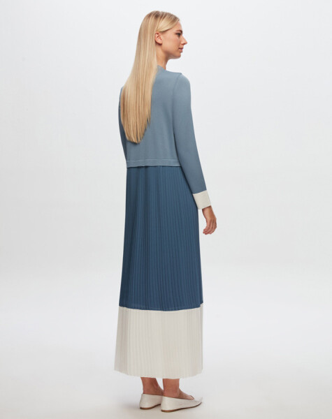 T24Y-4026 Two Color Chiffon -Knitwear Dress - 12