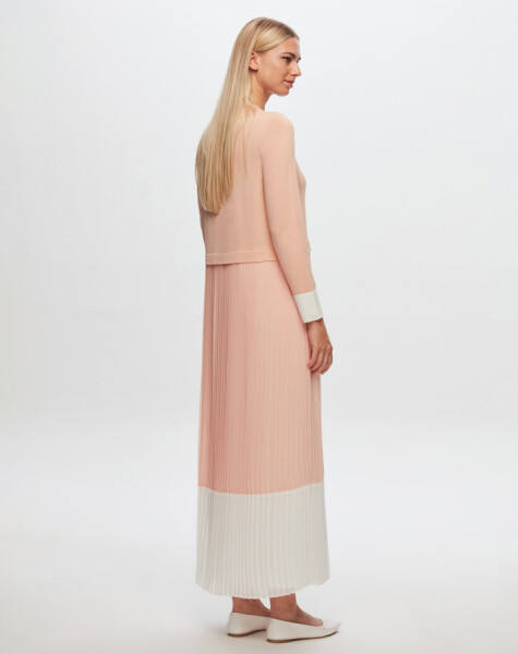 T24Y-4026 Two Color Chiffon -Knitwear Dress - 5