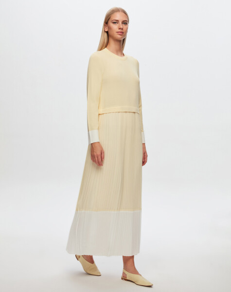 T24Y-4026 Two Color Chiffon -Knitwear Dress - 13