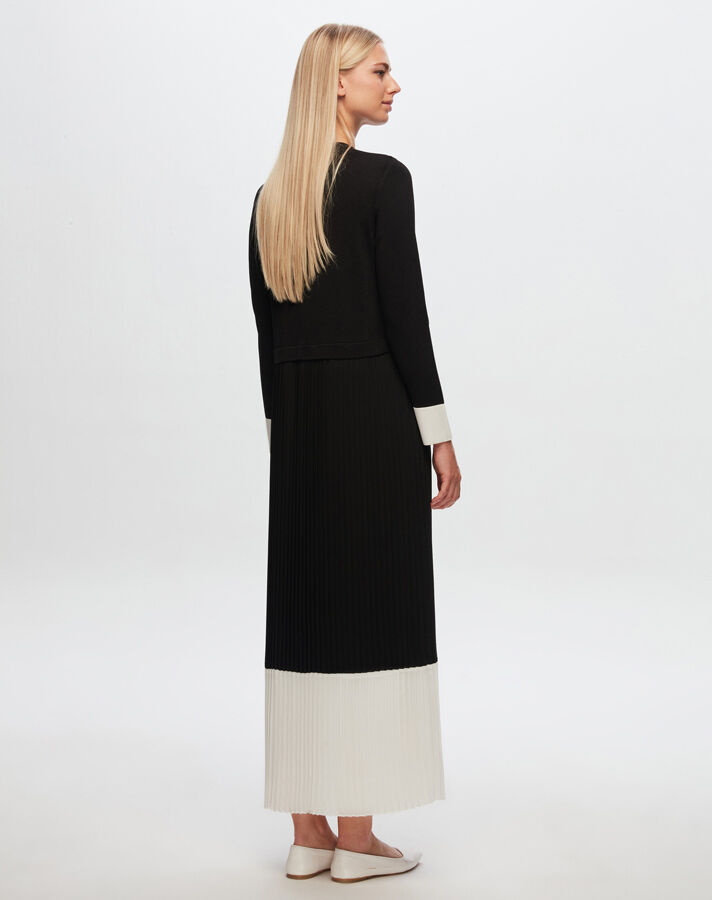 T24Y-4026 Two Color Chiffon -Knitwear Dress - 3