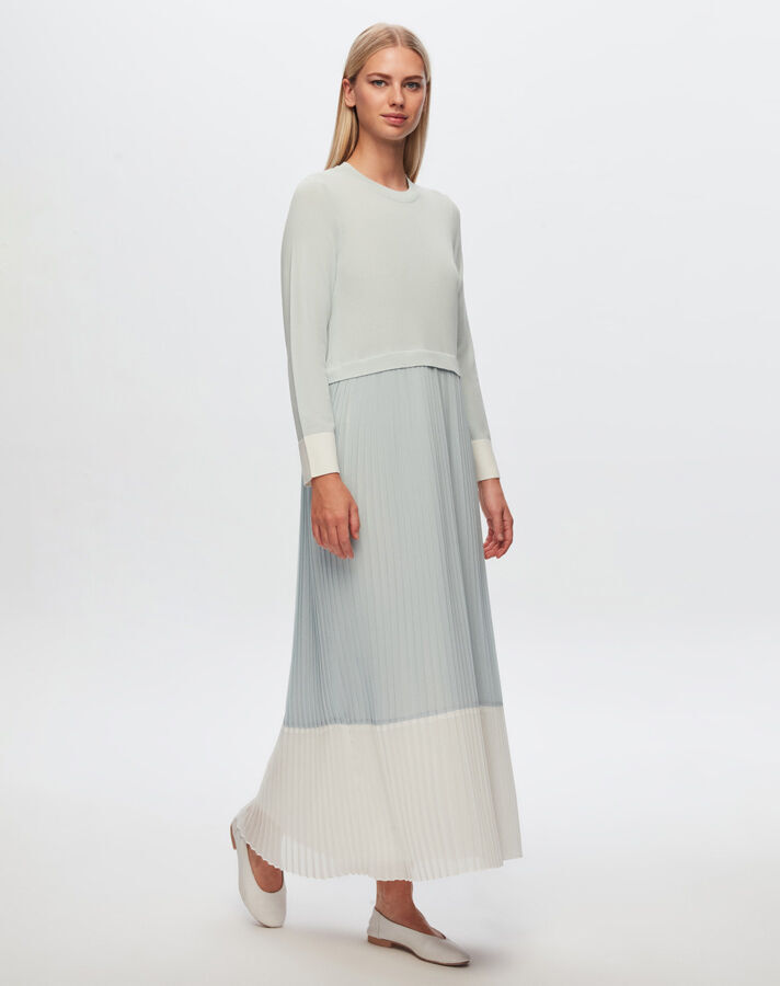 T24Y-4026 Two Color Chiffon -Knitwear Dress - 6