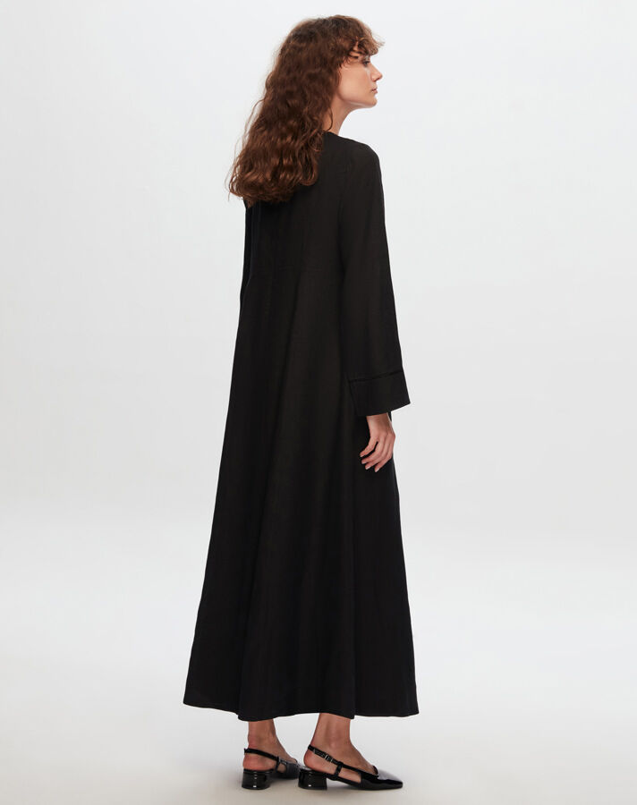 T24Y-4027 Sequin Detailed A-Line Linen Dress - 3
