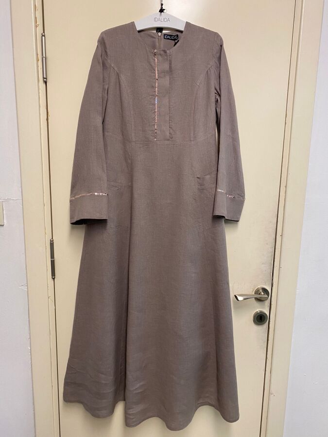 T24Y-4027 Sequin Detailed A-Line Linen Dress - 15