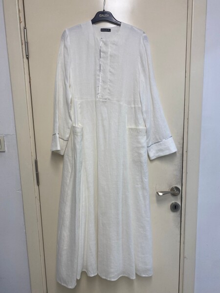 T24Y-4027 Sequin Detailed A-Line Linen Dress - 14