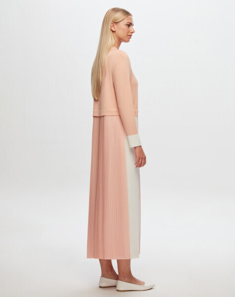 T24Y-4029 İki Renkli Kolsuz Triko Elbise 1293-SALMON - 2