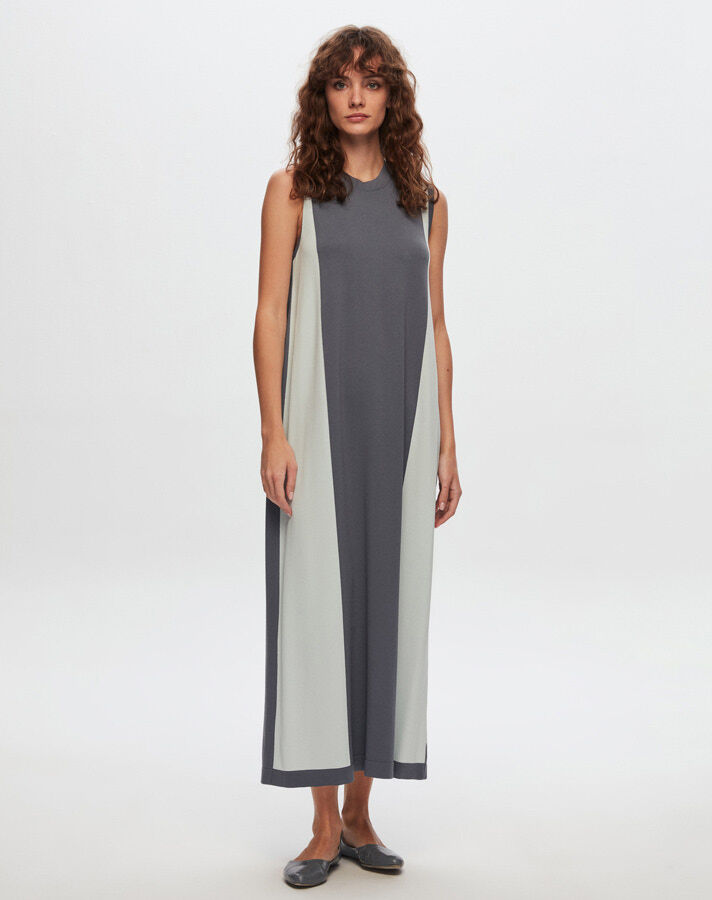 T24Y-4029 Two Color Sleeveless Knitwear Dress - 7