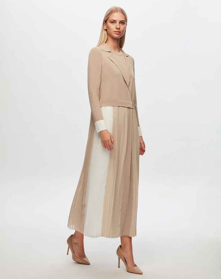 T24Y-4029 Two Color Sleeveless Knitwear Dress - 1
