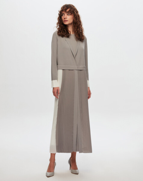 T24Y-4029 Two Color Sleeveless Knitwear Dress - 13