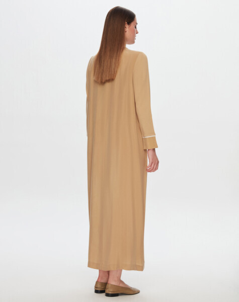 T24Y-4030 Önü Cupro Detaylı Renk Bloklu Triko Elbise 1241-CRAFT - 3