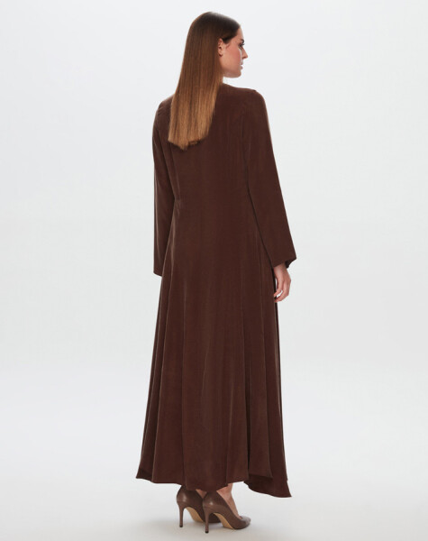 T24Y-4037 Round Collar Button Detailed Cupro Dress - 9