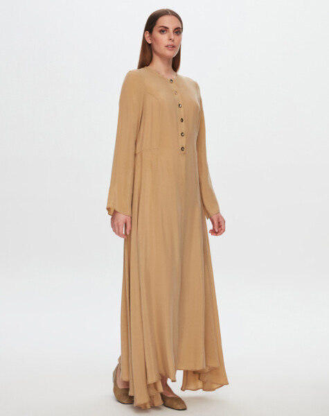 T24Y-4037 Round Collar Button Detailed Cupro Dress - 3