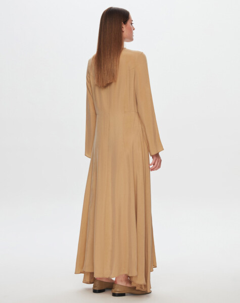 T24Y-4037 Round Collar Button Detailed Cupro Dress - 5