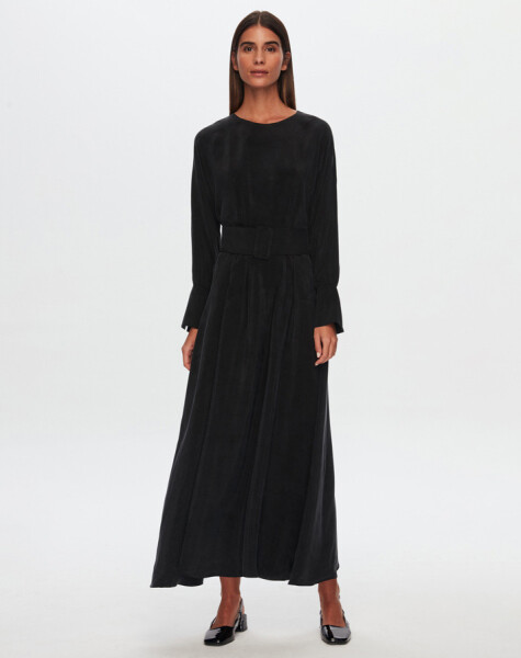 T24Y-4037 Round Collar Button Detailed Cupro Dress - 10