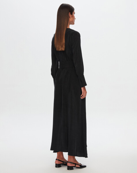 T24Y-4037 Round Collar Button Detailed Cupro Dress - 11
