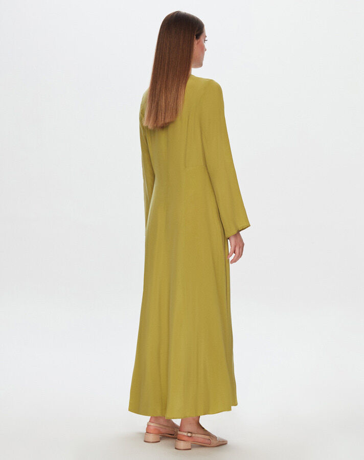 T24Y-4037 Round Collar Button Detailed Cupro Dress - 13