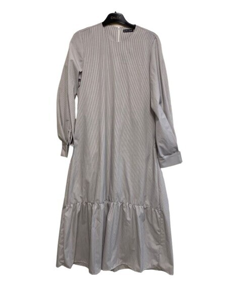 T24Y-4042 Etek Ucu Büzgülü Poplin Elbise BEİGE - 13