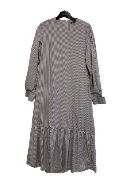 T24Y-4042 Etek Ucu Büzgülü Poplin Elbise BEİGE - 16