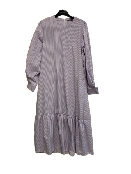 T24Y-4042 Etek Ucu Büzgülü Poplin Elbise BEİGE - 17