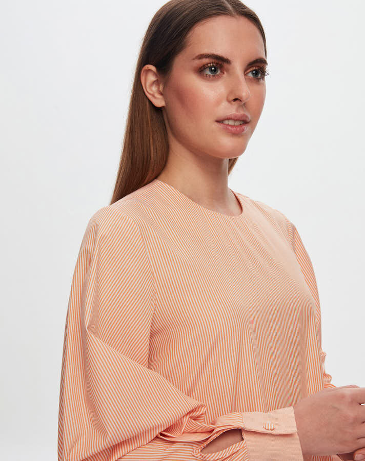 T24Y-4042 Etek Ucu Büzgülü Poplin Elbise - 3