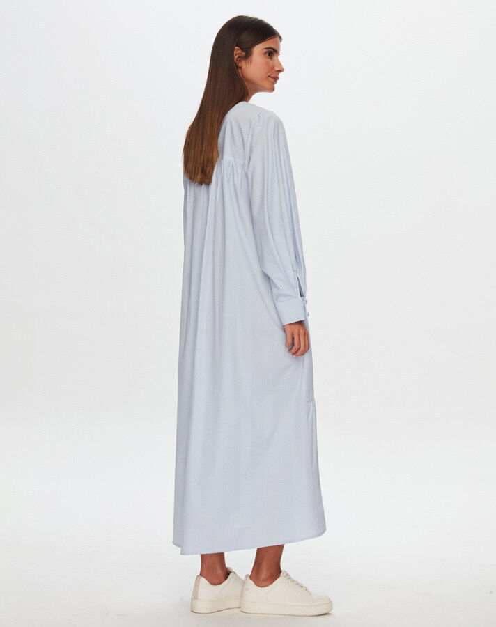 T24Y-4042 Poplin Dress with Gathered Hem - 2