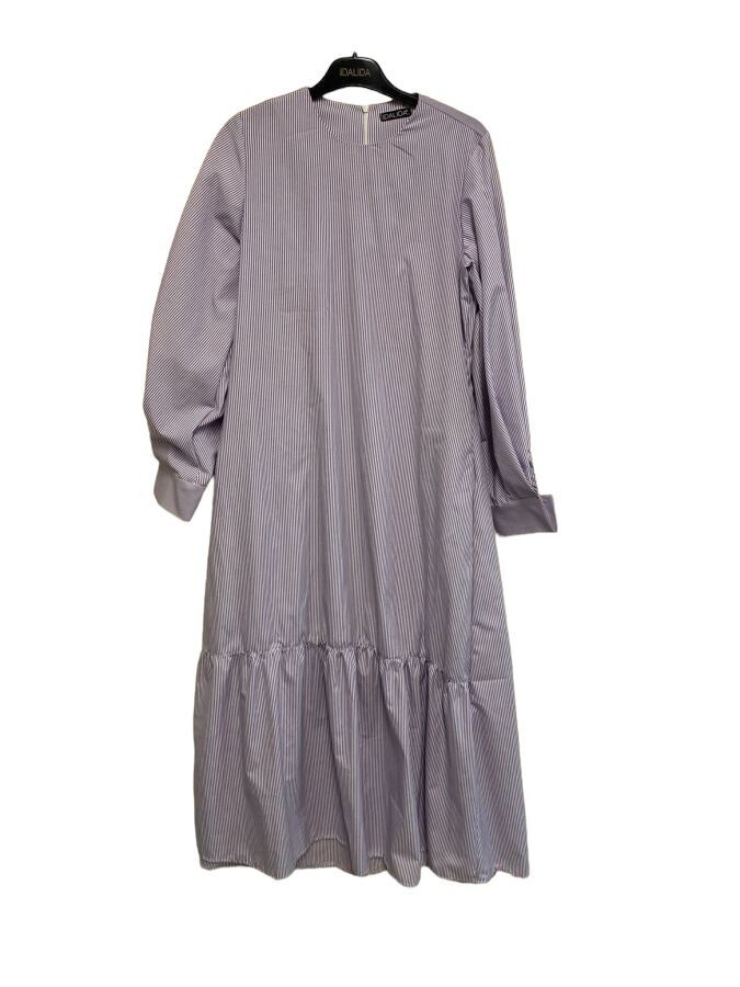 T24Y-4042 Poplin Dress with Gathered Hem - 8