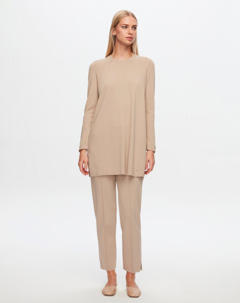 T24Y-6001 Basic Uzun Kollu Triko Tunik 002-MİNK 