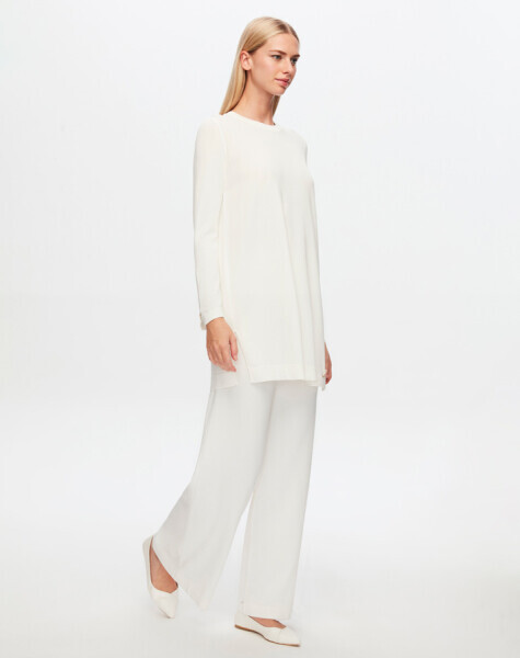 T24Y-6001 Basic Uzun Kollu Triko Tunik 1012-ECRU - 1