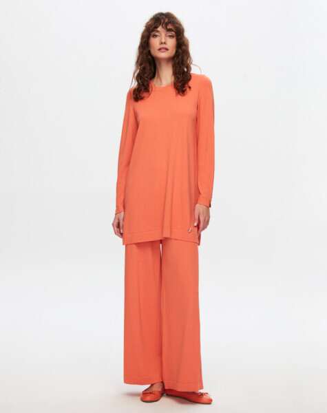 T24Y-6001 Basic Uzun Kollu Triko Tunik 1248-ORANGE - 2