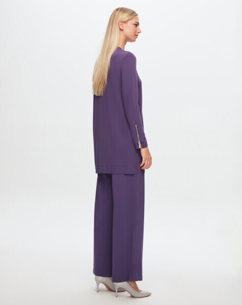 T24Y-6001 Basic Uzun Kollu Triko Tunik 1289-PURPLE - 2