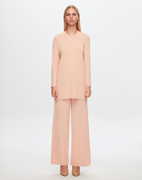 T24Y-6001 Basic Uzun Kollu Triko Tunik 1293-SALMON - 1