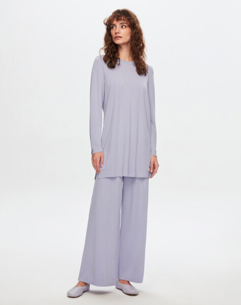 T24Y-6001 Basic Uzun Kollu Triko Tunik 1346-LİLAC - 1