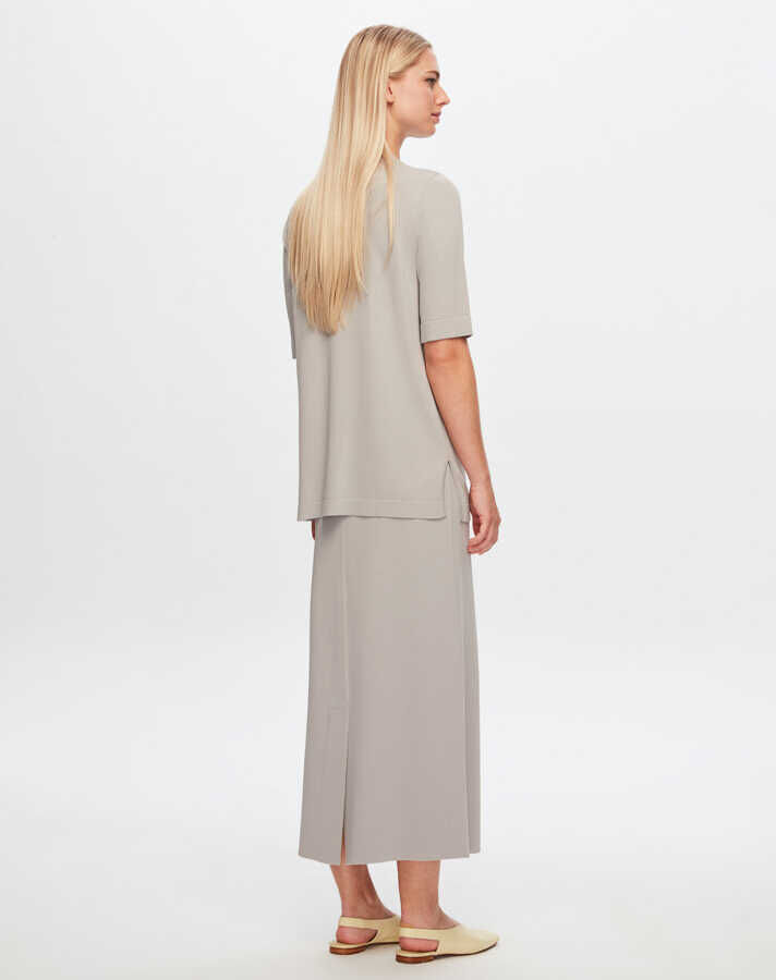 T24Y-6003 Cep Kapaklı Çizgi Detaylı Kısa Kollu Tunik 1099-DARK GREY - 2