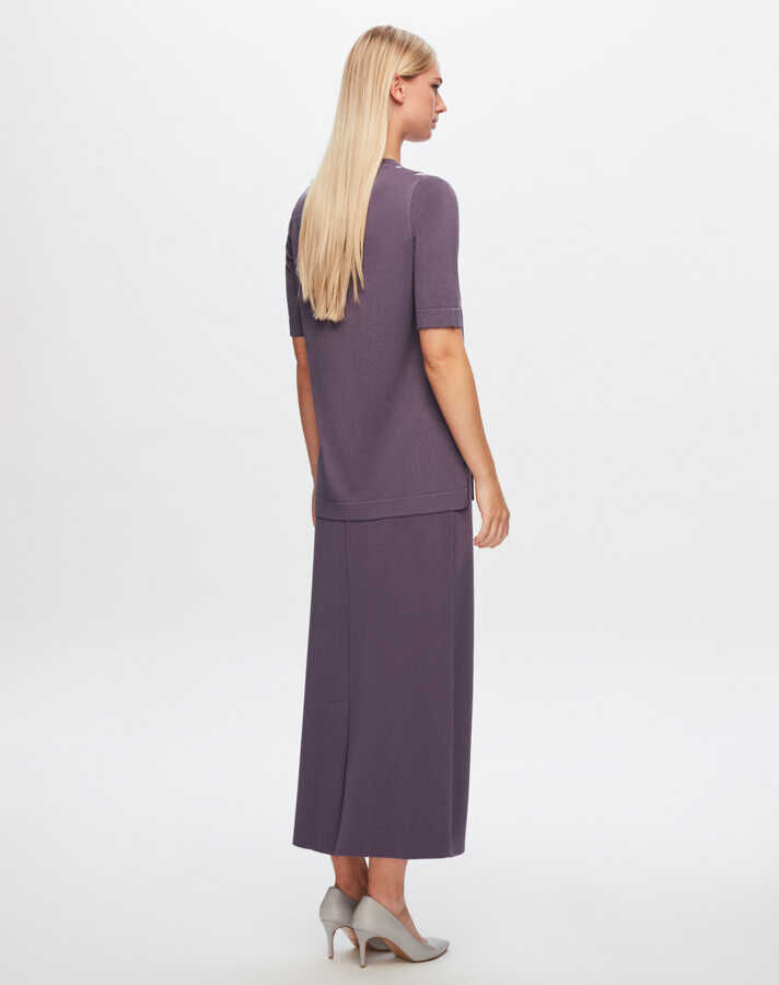 T24Y-6003 Cep Kapaklı Çizgi Detaylı Kısa Kollu Tunik MV188-PURPLE - 2
