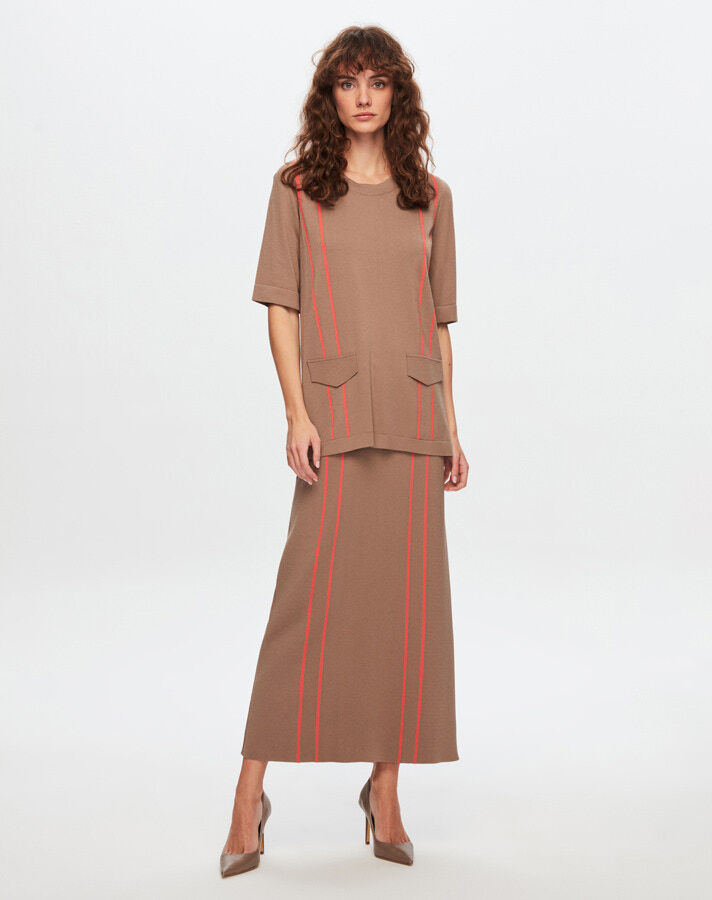 T24Y-6003 Pocket Flap Line Detailed Short Sleeve Tunic - 10