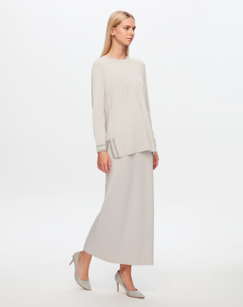 T24Y-6005 Bileği ve Yurtmacı Renk Şeritli Tunik 1361-INDIGO - 1