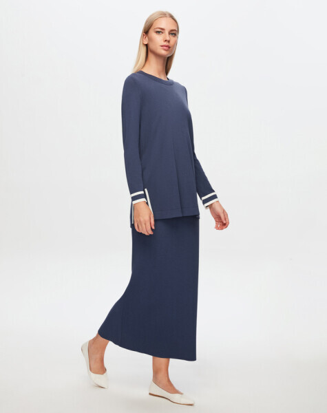 T24Y-6005 Bileği ve Yurtmacı Renk Şeritli Tunik 1418-SORBET - 5