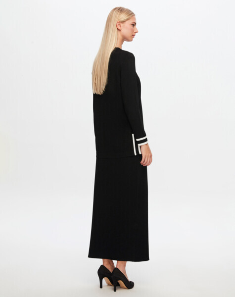 T24Y-6005 Bileği ve Yurtmacı Renk Şeritli Tunik BLACK - 2