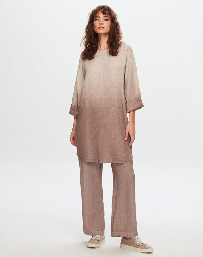 T24Y-6006 Long Sleeve Gradient Linen Tunic - 12