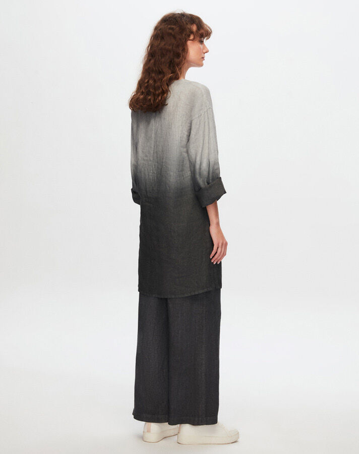 T24Y-6006 Uzun Kollu Degrade Keten Tunik - 8