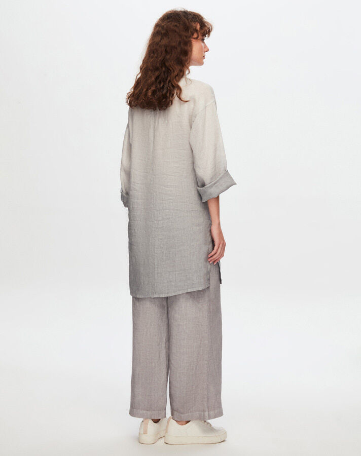 T24Y-6006 Uzun Kollu Degrade Keten Tunik - 10